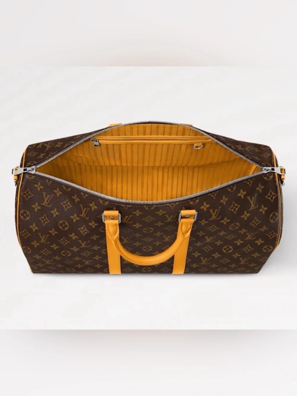 Louis Vuitton Keepall Bandoulière 50 MacassarYellow Leather Trim (M12634)